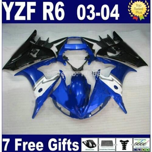 Custom motorcycle Road fairing kits For Yamaha 03 04 05 R6s blue black plastics YZF R6 2003 2004 aftermarket Fairings parts k