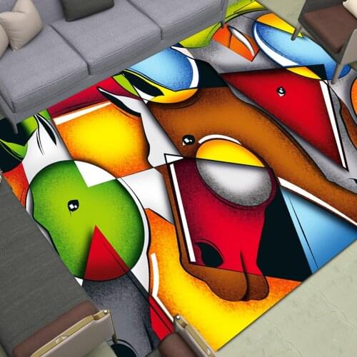 Horse Geometric Jigsaw Area Rugs Large Anti Slip Floor Mats Home Livingroom Bedroom Carpet Decor Print Imagination Art Doormat