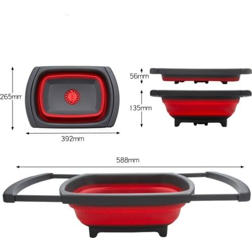 Creative Foldable Basin Portable Outdoor Folding Basin Drain Basket Picnic Basin with Water Leakage Function Basin