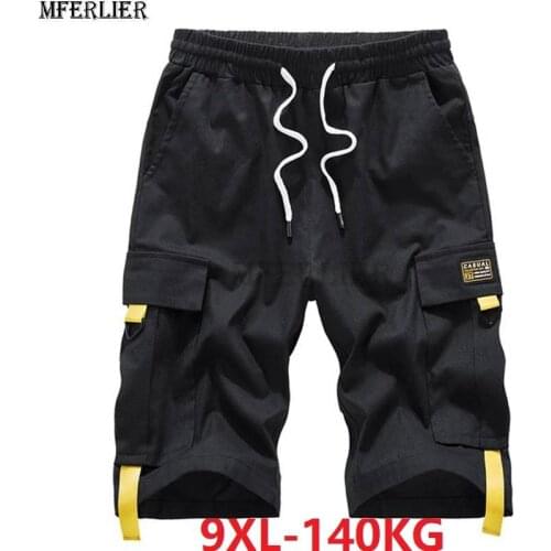Plus size 9XL 140kg summer Men cargo shorts patchwork skateboard pockets shorts high street safari style cotton shorts