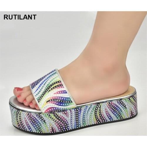 Summer Womens Mid Heels Slippers Nigerian Women Sandal High Quality Hot Selling Italian Style Slingbacks African Women Slippers