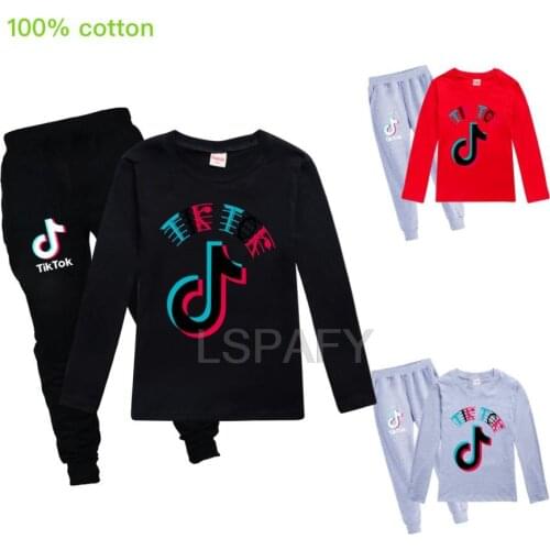 Fashion Girls Clothe Set TIK TOK Boys Sweatshirt+Pants 2 Pcs Set Thanksgiving Children Clothes Set