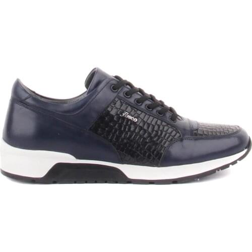 Fosco-Navy Blue Leather Lace-Up Men Casual Shoes