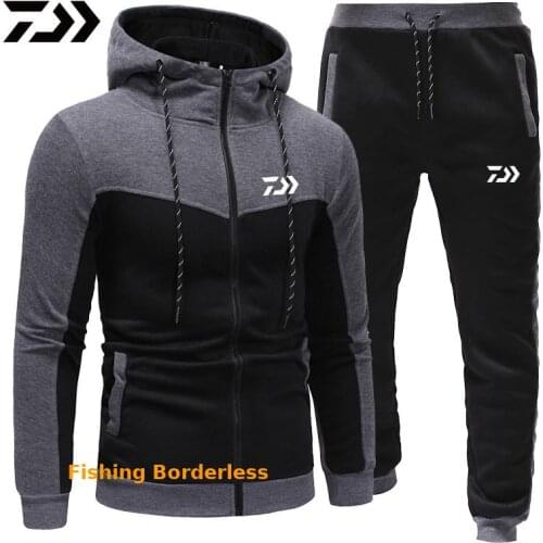 Men Sport Sets 2021 Autumn DAIWA Fishing Clothing Set Men Fishing Hoodies+Pants 2PC Sets Mens Sportswear Sport Suit Clothing