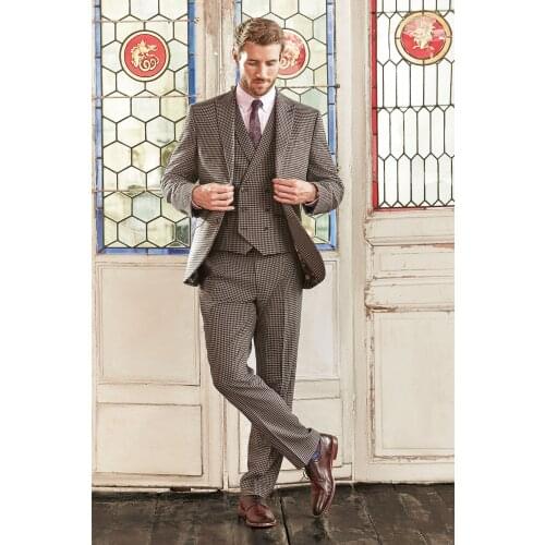 Custom Mens Suit Winter Smart Casual Polyester V-Neck Long-Sleeved Single Breasted Slim-Fit Cocktail Party 3Pieces Suit