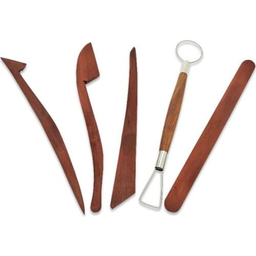 5 pcs/set Clay Sculpting Kit Pottery tools imitation mahogany clay sculpture kneading DIY handmade Modeling Carved Tool