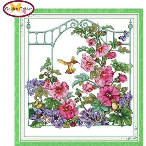 GG Flower Garden Flower Joy Sunday Handcraft Needlework Embroidery Sets Christmas Counted Cross Stitch Patterns for Home Decor