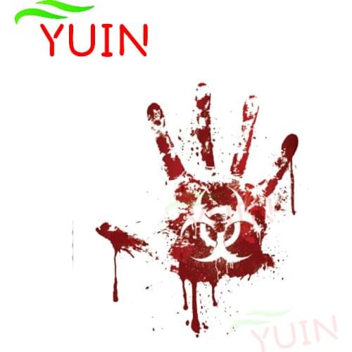 Funny Decal Bloody Handprint Biohazard Zombie Car Sticker Personalized PVC Body Decoration Accessories Waterproof Decals 15*12cm