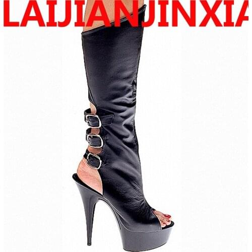 New 15CM high heel boots/ankle boots/low boots, sexy models show off night stage shoes, performance Dance Shoes