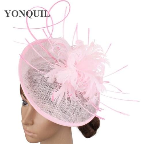 Charming Sinamay Ladies Mariage Fascinator Hats Bride With Feather For Women Races Wedding On Headband Occasion Headwear SYF188