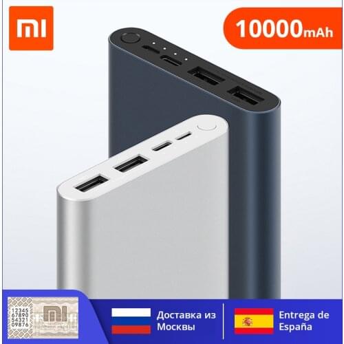 Original Xiaomi Mi Power Bank 3 10000mAh Upgrade with 3 * USB Output, Supports Two Way Quick Charge 18W Max Powerbank For Smart