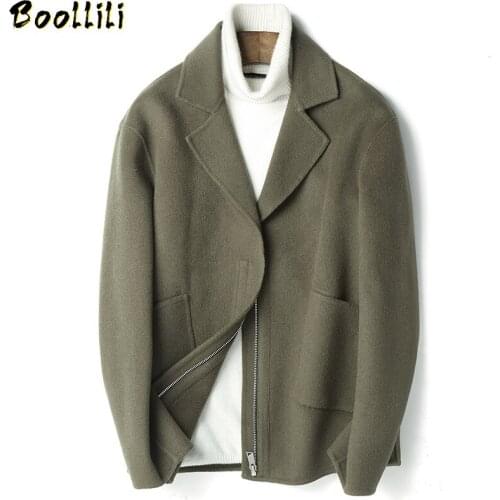 Boollili Autumn Winter 100%Wool Coat Men Fashion Cashmere Coat Male Short Jacket Overcoat Abrigo Hombre