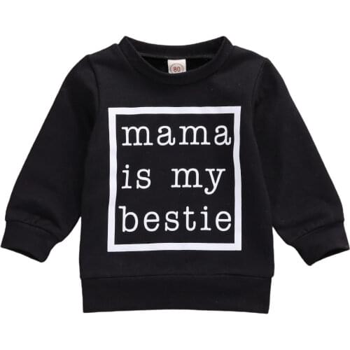 1-6Y Spring Autumn Baby Boys Pullover Sweater Top mama is my bestie Letter Printing Sweatshirts Kids Boys Casual Tops