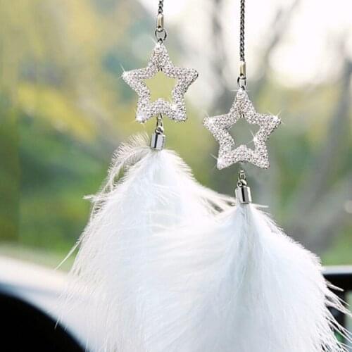 Feather Decorative Hanging Ornaments Vehicle Rear View Mirror Pendants Home Decor for Creative Birthday Gifts U90C