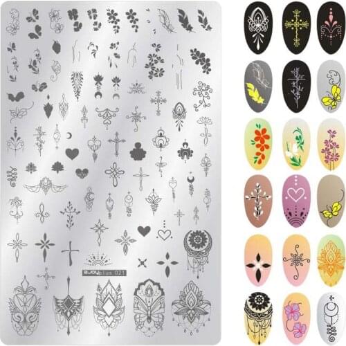 Nail Stamping Plates ZJOY PLUS 2019 Cute animal Summer Flower Cute Anime Image Gel Nail Template Stencils Manicure Template Tool