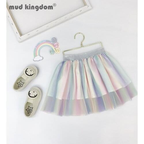Mudkingdom Girl Pleated Skirt Mesh Elastic Waist Gradual Change Ball Gown Princess Skirts for Little Girls Cute Summer Clothing
