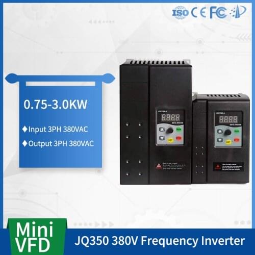 JQ350G3 Mini VFD Variable Frequency Drive Converter for Motor Speed Control Frequency Inverter 380V input 1HP 0.75/2.2/3KW vfd