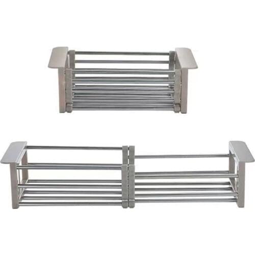 High Quality Adjustable Dish Drying Rack Washing Vegetable Drainer Fruit Drain Basket For Sink Stainless Steel Kitchen Organizer