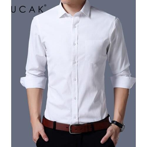 UCAK Brand Streetwear Cotton Shirt Men Clothes Spring Autumn New Arrival Casual Turn-down Collar Solid Color Shirts Homme U6157