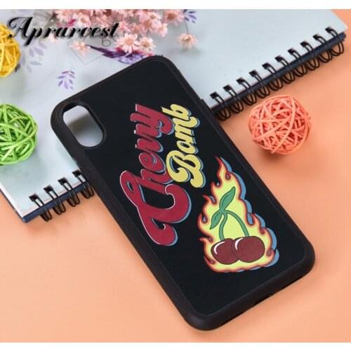 Aprarvest Cherry Bomb Print Silicone Rubber Phone Case Cover For iPhone 6 6S 7 8 PLUS X XS XR 11 12 MINI PRO MAX