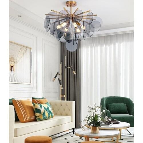 Nordic post-modern chandelier living room lamp creative personality bedroom dining room lamp simple disc glass lamp
