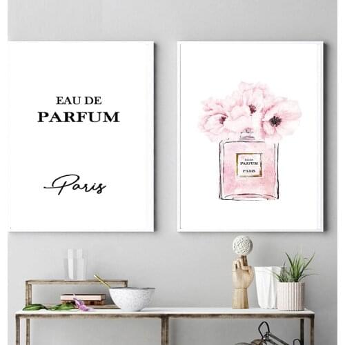 Bedroom wall decoration fashion art print perfume art print peony perfume painting nordic canvas blush pink canvas painting