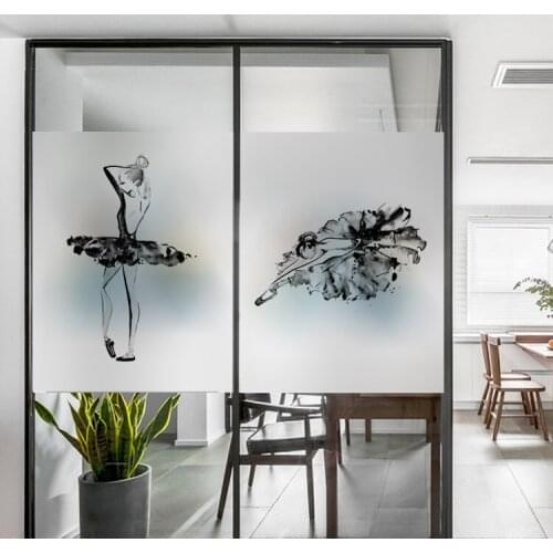 Custom Size Static Cling Window Foil Ballet girl Privacy Protection Glass Film For Bathroom Dance Room Bedroom Balcony