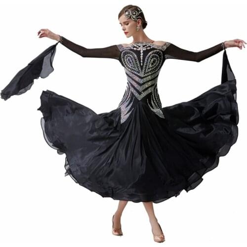 B-18463 Custom high quality ballroom dance competition dresses high-end black modern waltz tango dance dress for sale