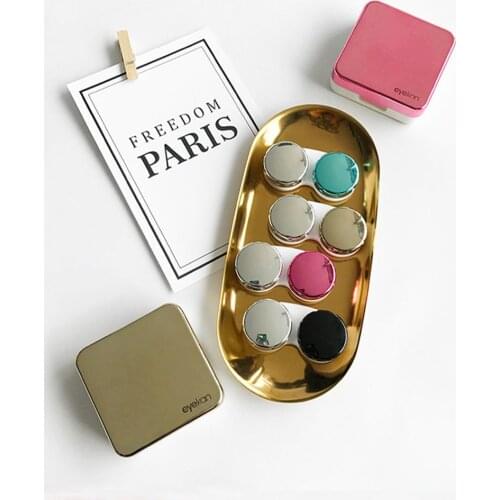 High Quality Reflective Cover Contact Lens Case with Mirror Color Contact Lenses Case Container Cute Lovely Travel Kit Box Women