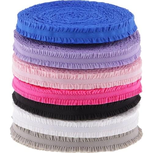1 Roll 13mm Lace Elastic Spandex Band Multirole Pleated Lace Ribbon for DIY Clothes Decor