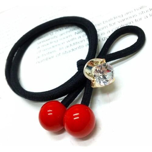 Fashion Red Hair Rope Strawberry Bowknot Elastic Knotted Head Rope 1PC/2PCS High Quality Zircon Crystal Valentines Gift Women
