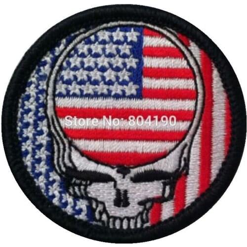 2" Grateful Dead Steal Your Face Jerry Garcia Music Band Embroidered LOGO Iron On Patch US flag USA Emo Goth Punk Rockabilly