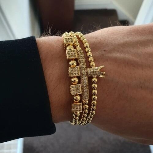 3pcs/set Luxury Jewelry Zircon Bracelets Cubic Micro Pave CZ Charm Braided Braiding Bracelet