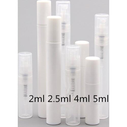 30/50pcs Empty 2ML 2.5ML 4ML 5ML Mini Plastic Spray Perfume Bottle,Clear/White Small Promotion Sample Perfume Atomizer