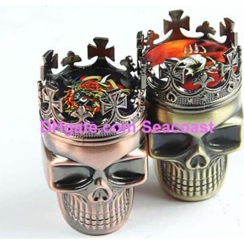 30pcs/lot New Arrive King Skull Shape Metal Tobacco Grinder Herb Smoke Grinders Hand Muller Magnetic free ship