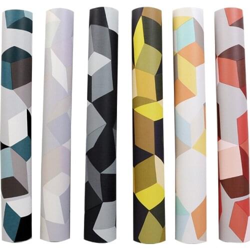 Nordic style geometry 3D three dimensional grid wallpaper bedroom living room modern simple Restaurant Hotel wallpaper in