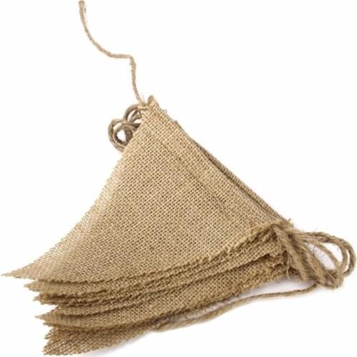 3m DIY Vintage Jute Hessian Burlap Bunting Banner kit Wedding party Photography Props Decoration Design Your Own Banner 13 Flags