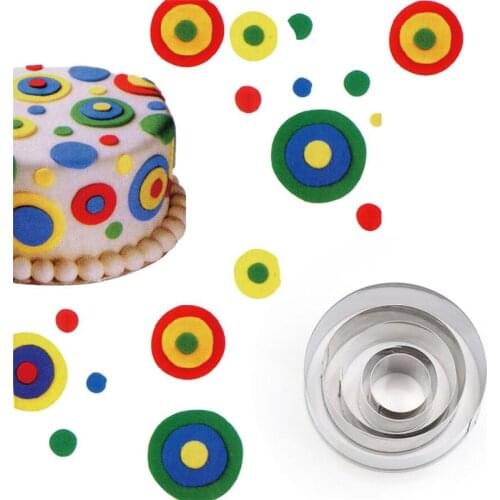 Stainless Steel Biscuit Mould Portable Round Shape Cake Fondant Mold Kitchen Gadgets Baking Accessories Cookie Cutter 5Pcs