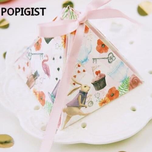 50pcs Rabbit / flamingo/key/ Flower Paper Candy Box flower Packaging for chocolate Box Wedding Favors gift box