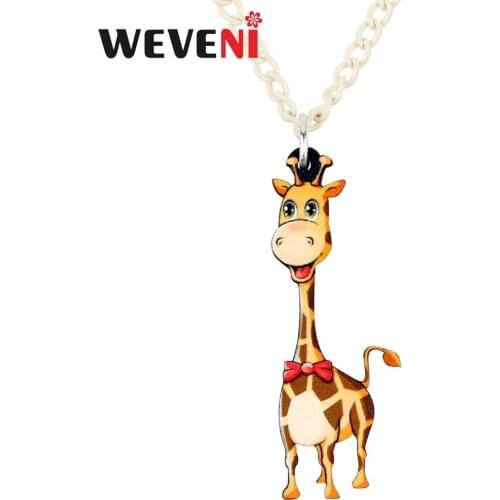 WEVENI Acrylic Bijoux Happy Giraffe Necklace Pendant Chain Choker African Bijoux Jewelry For Women Girls Hot Birthday Gift 2018