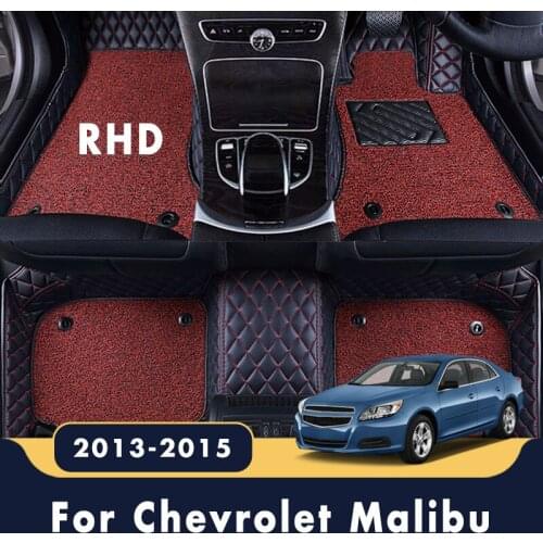 RHD Car Floor Mats For Chevrolet Malibu 2015 2014 2013 Auto Luxury Double Layer Wire Loop Custom Carpets Leather Parts Protect