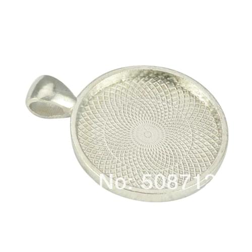 Free Ship!!! 50pcs - 25mm Circle Pendant Tray Blanks for DIY Pendants Dull Silver Color