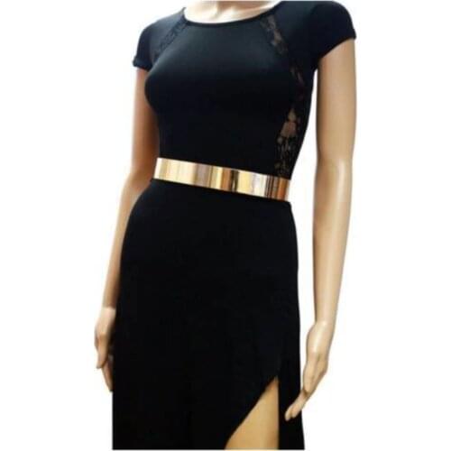 Shiny Gold-Gold Metal Evening Lady Belt 5 cm