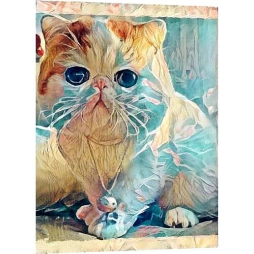 DIY Diamond Embroidery Kit Cute Cat Picture Handicraft Painting Picture for Beginner Craft Lover