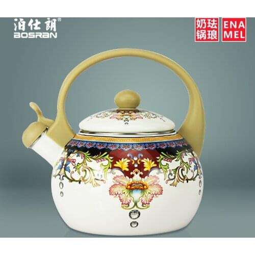 Enamel Whistling Kettle Fashion Traditional Thermal Cooker Teapot Kettle Design Hervidor De Agua Kitchen Dining Bar EC50SH