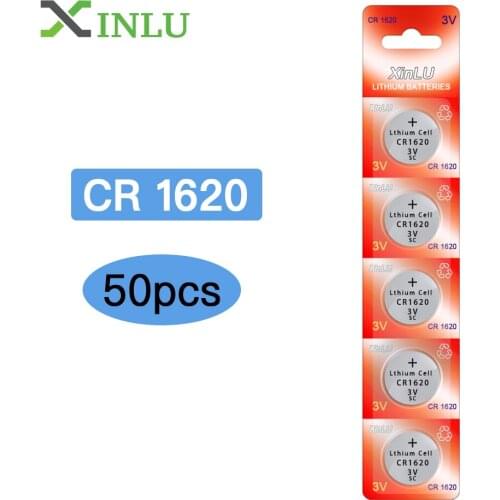 Hot selling 1lot=10packs=50pcs CR1620 1620 ECR1620 button cell coin BATTERY for Watch Game Lighter, XINLU Brand battery