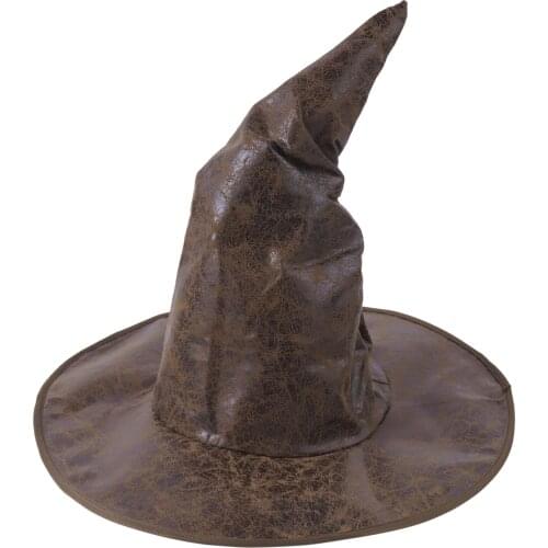 Halloween Witch Hat Men Women Faux Leather Fedoras Hat Witch Hat Wizard Pointed Hat Warm Autumn Winter Cap Halloween Party Hats