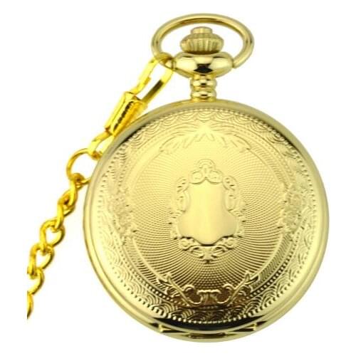 DHL Shipping 10pcs/lot Classic Gold Mechanical Pocket Watch Retro Skeleton Steampunk Mechanical pocket Watch Wholesale