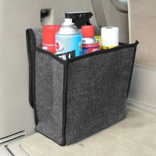 Soft Woolen Felt Car Trunk Organizer 30*29*16cm Car Storage Box Bag Fireproof Stowing Tidying Package Blanket Tool