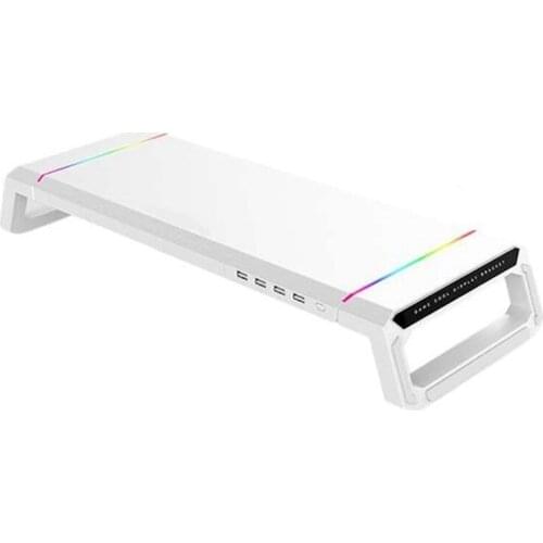 RGB 4 USB3.0 Charging Desk Organizer Universal Monitor Stand Riser Adjustable Desktop Computer Monitor Riser
